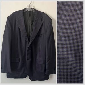Canali 100% Wool Blue Gray Plaid Blazer Jacket 48R (EU 58)